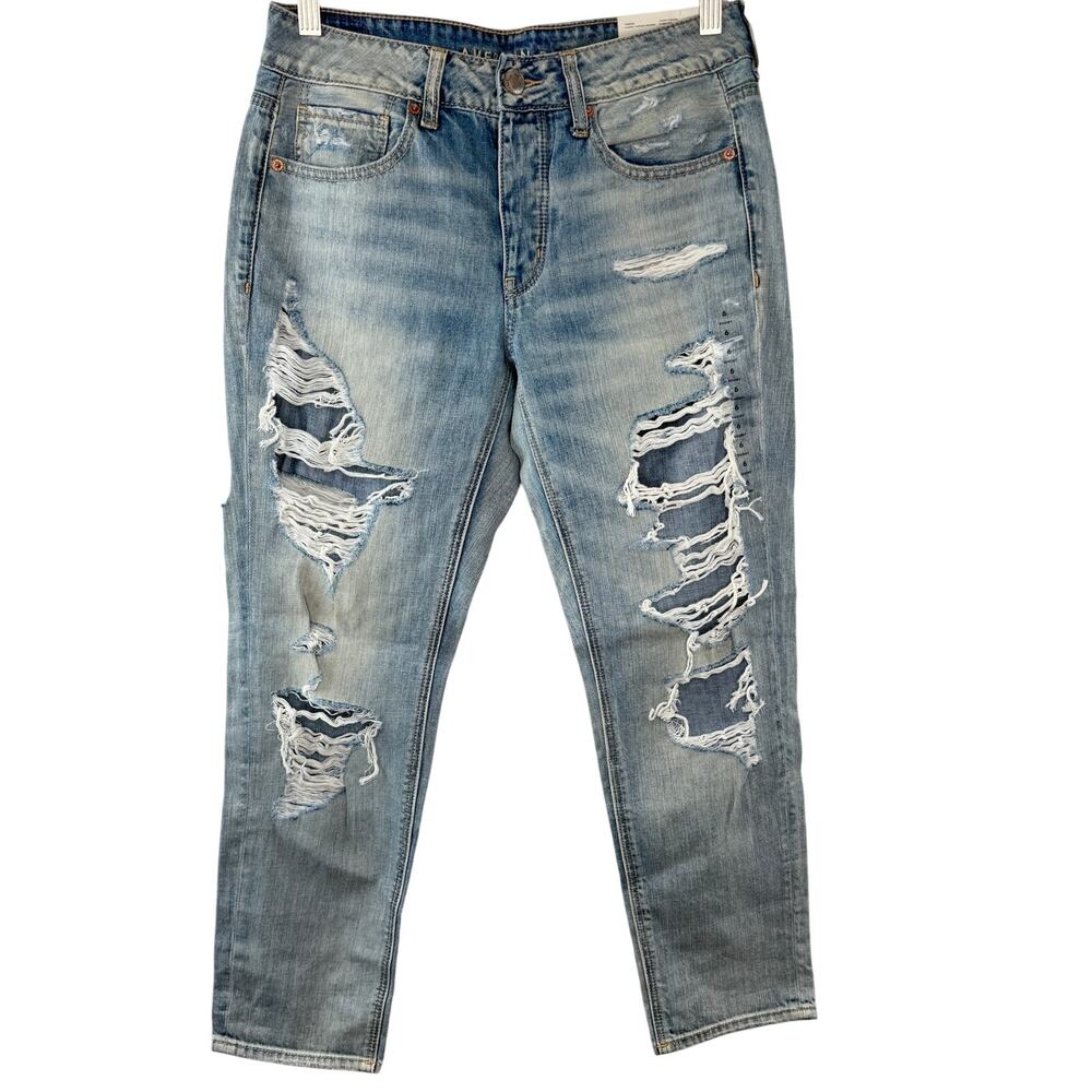 American Eagle Tomgirl Jeans Cotton Distressed High Rise Zip Fly Sz 6 Short NEW